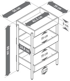 Stojanový regál z masívneho dreva s 3 priehradkami