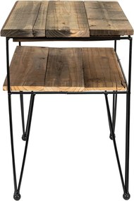 Čierno-hnedý kovový odkladací stolík - 46*36*47 cm