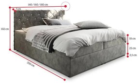 Čalúnená posteľ boxspring IRANA - magic velvet 2250 / 180x200