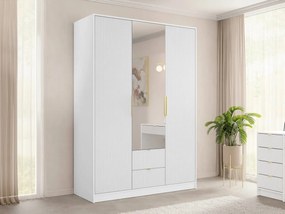 Trojdverová šatníková skriňa so zrkadlom Razimo 3D2S, Farby: Biely velvet