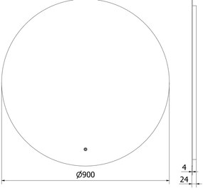 Mexen Erg, okrúhle LED podsvietené kúpeľňové zrkadlo 90 cm, 6000K, vykurovacia podložka proti zahmlievaniu, 9823-090-090-611-00