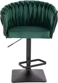 LuxuryForm DESIGN Barová stolička NORDEN VELUR na čiernej hranatej podstave - zelená