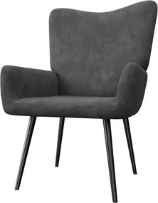 Pohodlné manžetové kreslo z manšestru, sivé