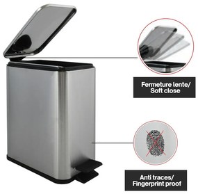 Nášľapný oceľový odpadkový kôš v matne striebornej farbe 5 l Erik – Spirella