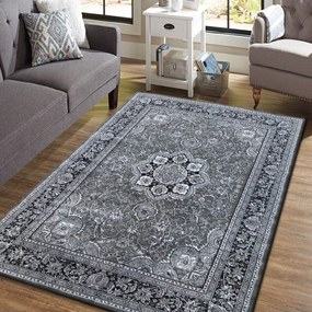Sivý koberec s ornamentmi mandala Šírka: 240 cm | Dĺžka: 330 cm