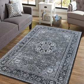 Vintage vzorovaný koberec do obývačky sivej farby Šírka: 200 cm | Dĺžka: 300 cm