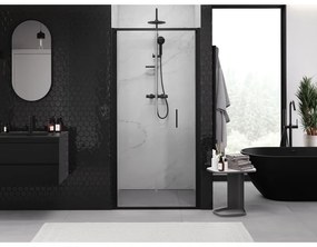 Mexen Exo, skladacie dvere do otvoru 70x200 cm, 6mm číre sklo, čierny profil, 816-070-000-70-00