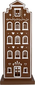 Hnedá kovová svietiaca perníková chalúpka Gingerbread House - 31*16*75 cm / 3*AA