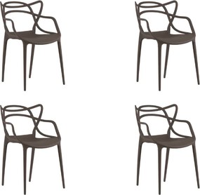 Súprava 4 ks plastových stoličiek KATO, hnedá