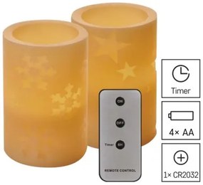 EMOS 2x LED dekoratívna vosková sviečka, 2×AA, 12,5cm, časovač, s ovládačom, jantárová
