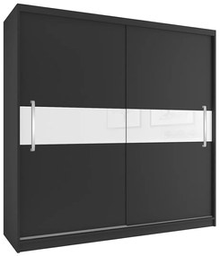 Šatníková skriňa 200 cm Belini čierny mat s posuvnými dverami  SI SZP1/2/B/B/W/UU