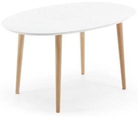 Biely rozkladací jedálenský stôl s bielou doskou 90x140 cm Oqui – Kave Home