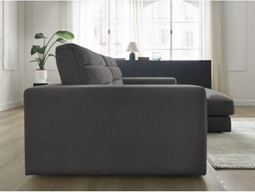 Antracitová zamatová rohová pohovka (pravý roh/s leňoškou) Sierra – Bobochic Paris