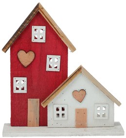 Drevená LED dekorácia DOMČEKY 29 cm