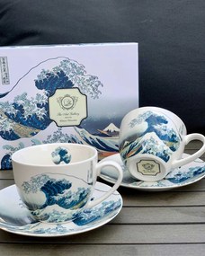 Porcelánová šálka s podšálkou Hokusai The Great Wave 90 ml sada 2ks