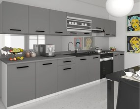 Kuchynský nábytok 320 cm sivá antracit grafit s pracovnou doskou  TOR PRIMO320/4/WT/SR/0/B1