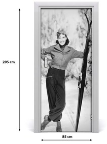 Fototapeta na dvere žena lyže 85x205 cm
