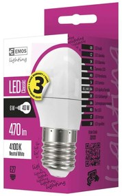 Led žiarovka classic mini globe 6w e27 neutrálna biela