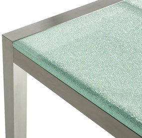 Sada záhradného nábytku stôl so sklenenou doskou 220 x 100 cm 8 béžových stoličiek GROSSETO Beliani