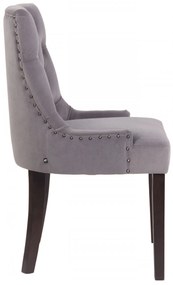 Jedálenská stolička Aberdeen - zamat, drevené nohy antik tmavé - Sivá