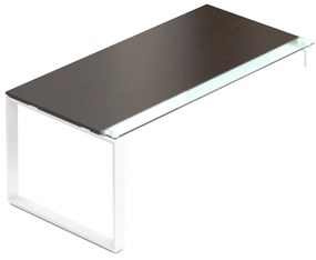 Stôl Creator 180 x 90 cm, biela podnož, 1 noha, wenge