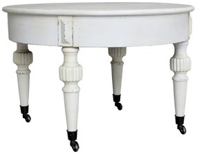 Krémový antik drevený stolík na kolieskach Antoinette - Ø70*46 cm