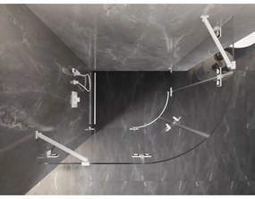 Mexen Lunar, polkruhový sprchový kút naklápací doľava 90 x 70 cm, 8mm číre sklo, biely profil, 833-090L-070P-20-00