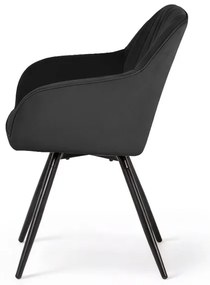 Sada dvoch jedálenských stoličiek TURNO zamatové, čierne / čierne nohy (2 ks)