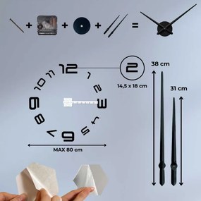 Moderné dizajnové nalepovacie 3D hodiny na stenu | SENTOP 12S008