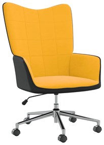 vidaXL Relaxačné kreslo horčicovo-žlté zamat a PVC