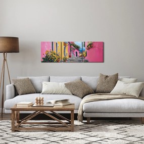 Obraz - Ružová ulička (s hodinami) (90x30 cm)