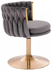 LuxuryForm DESIGN Stolička LYON VELUR na zlatom tanieri - tmavo šedá