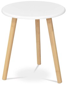 Autronic - Stůl konferenční 40x40x45 cm, MDF bílá deska, nohy bambus přírodní odstín - AF-1142 WT AKCE