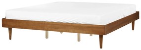 Drevená posteľ s LED 180 x 200 cm svetlé drevo TOUCY Beliani