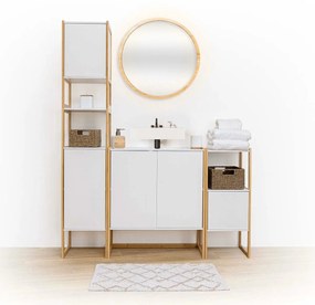 Dávkovač mydla Natureo, biela/s drevenými prvkami, 200 ml