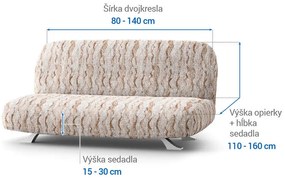 Bielastické poťahy OCEANO NOVÉ béžové dvojkreslo s drevenými rúčkami (š. 80 -140 cm)