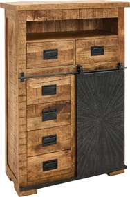 XXXLutz VYSOKÁ KOMODA, mangové drevo, prírodná farba, čierna, 90/130/40 cm Ambia Home - Komody - 002575000605