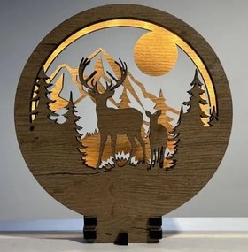 Drevená lampička na nočný stolík Jeleň