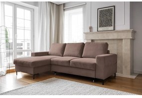 Hnedá menčestrová rozkladacia rohová pohovka (ľavý roh) Lofty Lilly – Miuform