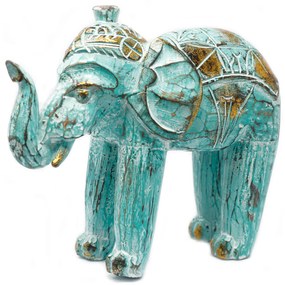 Ručne Vyrezávaný Slon - Tyrkysovozlatý