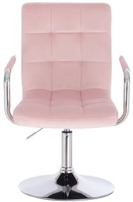 LuxuryForm DESIGN Stolička VERONA VELUR na striebornom tanieri - ružová