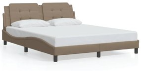 Rám postele s LED svetlami kapučínový 160x200 cm umelá koža 3214121