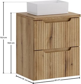 Závěsná skříňka Nova Gaja s deskou a umyvadlem 50 cm dub coast evoke
