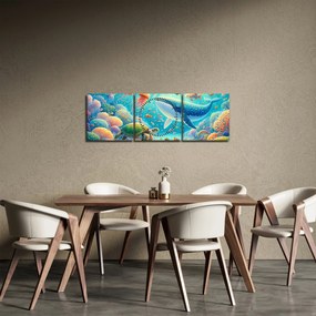 Obraz - Svet pod hladinou (s hodinami) (90x30 cm)