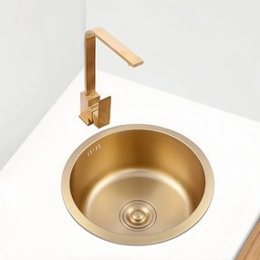 Erga HD, 1-komorový oceľový drez 420x420x215 mm, zlatá, ERG-MLS-HD4242G
