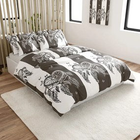 Sada mikroplyšových obliečok TIRSO sivo-biele + obliečka mikroplyš SOFT 180x200 cm biele, dvojlôžko