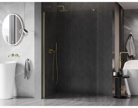 Mexen Kioto-X, sprchová zástena 140 x 200 cm, 10mm číre sklo, zlatý matný profil, 800-140-101-55-00-X