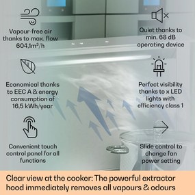Klarstein Royal Flush Eco, digestor, 60 cm, výsuvný, 576 m³/h, A+, čierny