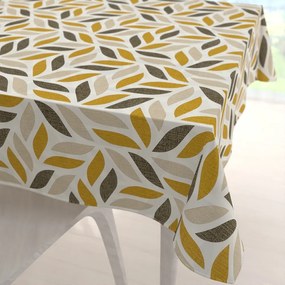 Biante Bavlnený štvorcový obrus Sandra SA-423 Zlato-hnedé listy na krémovom 60x60 cm