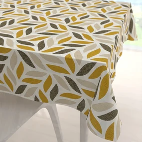 Biante Bavlnený štvorcový obrus Sandra SA-423 Zlato-hnedé listy na krémovom 80x80 cm